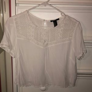 Forever 21 white lace crotchet crop top